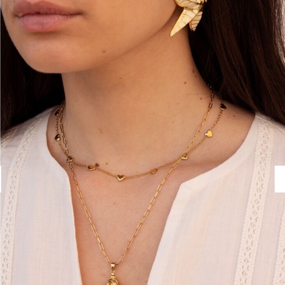Romantic 💗 18k Gold Plated Puffy heart Necklace. New.
